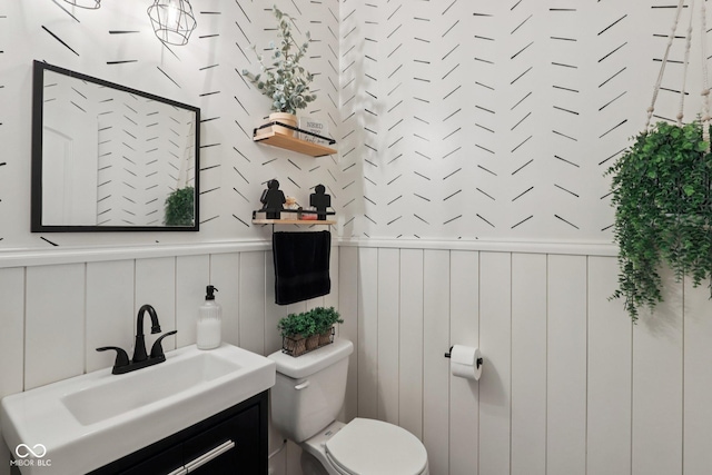 16745 Del Mar Way, Westfield, IN 46074 - bathroom with vanity, wainscoting, and a decorative wall