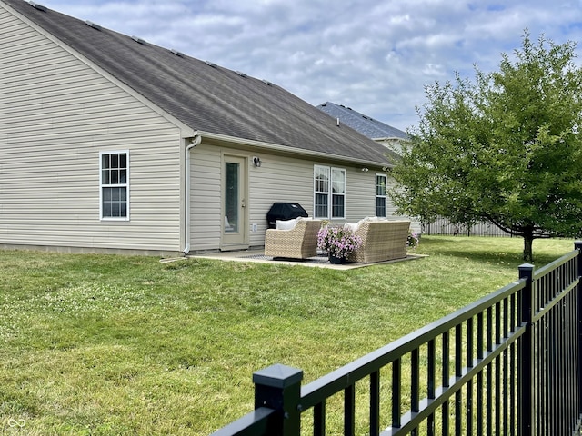 8202 Stonelick Dr, Avon, IN 46123 - back of property featuring a fenced backyard, outdoor lounge area, and a patio