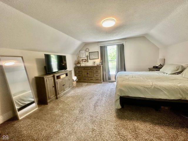513 N Main St, Veedersburg, IN 47987 - bedroom featuring vaulted ceiling, light colored carpet, and a textured ceiling