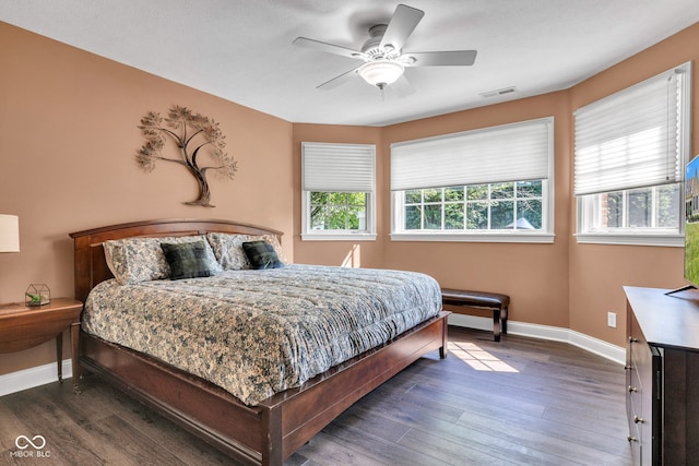 11354 Redwing Ct, Fishers, IN 46037 - bedroom with dark wood-style floors and a ceiling fan