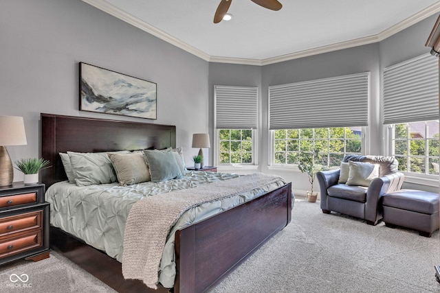 11354 Redwing Ct, Fishers, IN 46037 - bedroom featuring carpet floors, ornamental molding, and ceiling fan