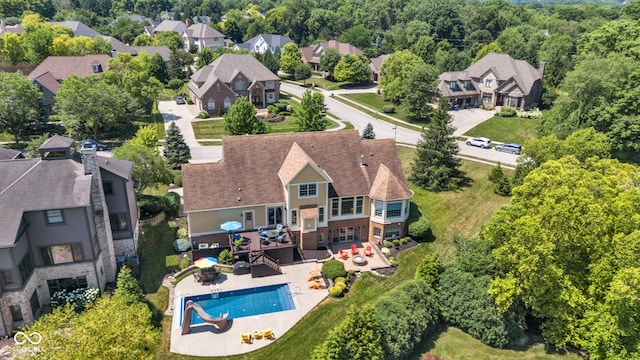 11354 Redwing Ct, Fishers, IN 46037 - aerial perspective of suburban area featuring a pool area