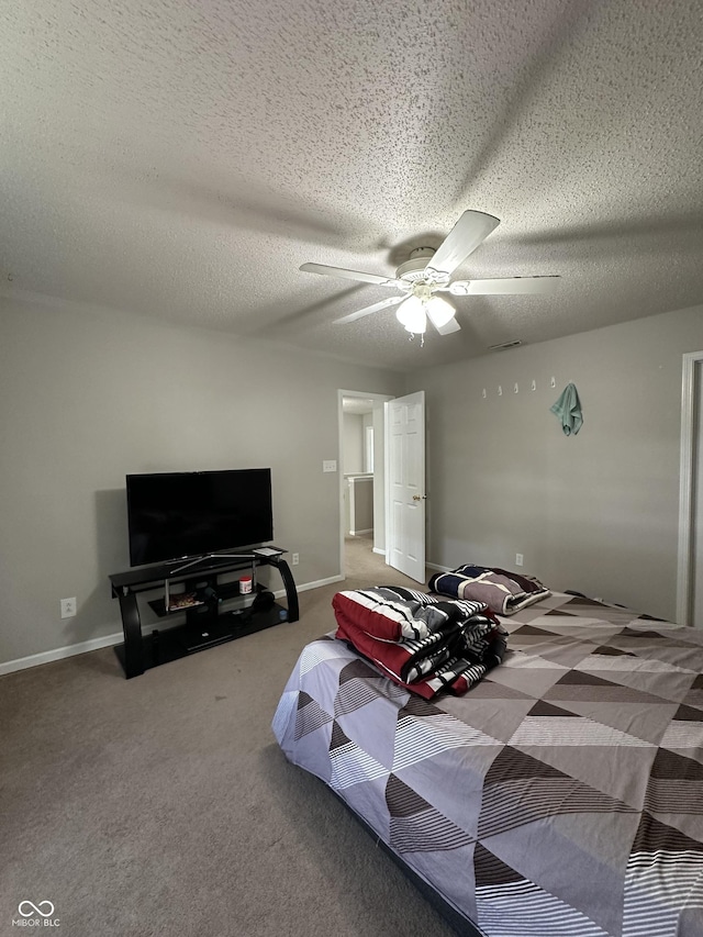 2964 Sentiment Ln, Greenwood, IN 46143 - bedroom with carpet flooring, a ceiling fan, and a textured ceiling