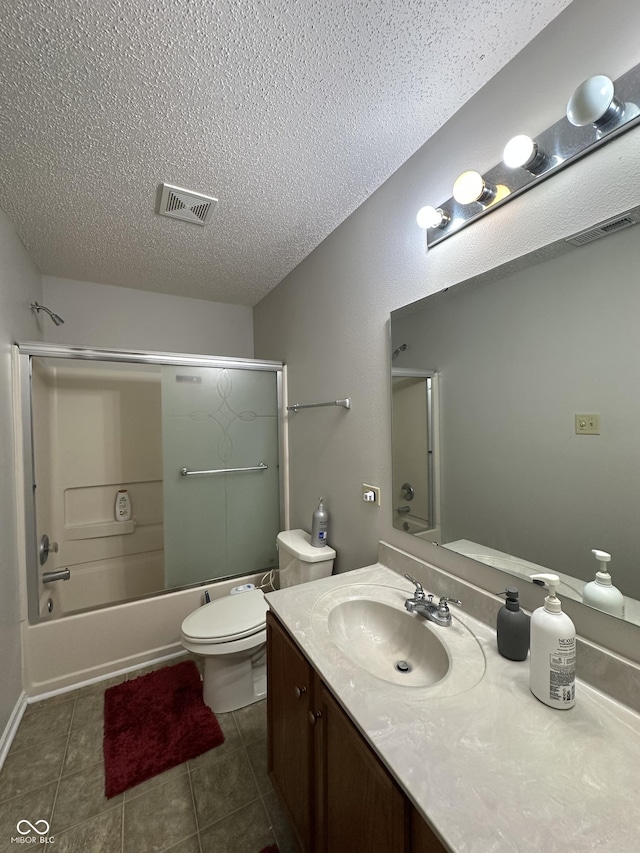 2964 Sentiment Ln, Greenwood, IN 46143 - full bathroom featuring a textured ceiling, vanity, tub / shower combination, and tile patterned flooring