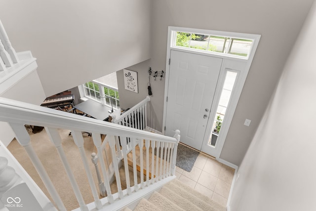 866 Rosalind Pl, Carmel, IN 46032 - tiled entrance foyer with healthy amount of natural light and stairs