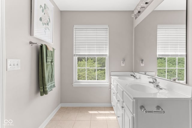 866 Rosalind Pl, Carmel, IN 46032 - full bath with double vanity, plenty of natural light, and tile patterned flooring
