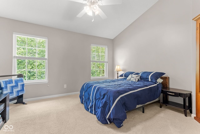 866 Rosalind Pl, Carmel, IN 46032 - carpeted bedroom with lofted ceiling and a ceiling fan