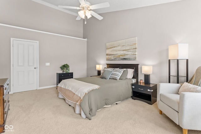 866 Rosalind Pl, Carmel, IN 46032 - bedroom with carpet floors, a high ceiling, and a ceiling fan