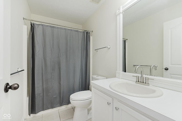 12291 Cobblestone Dr, Fishers, IN 46037 - bathroom featuring tile patterned floors, vanity, and a shower with shower curtain