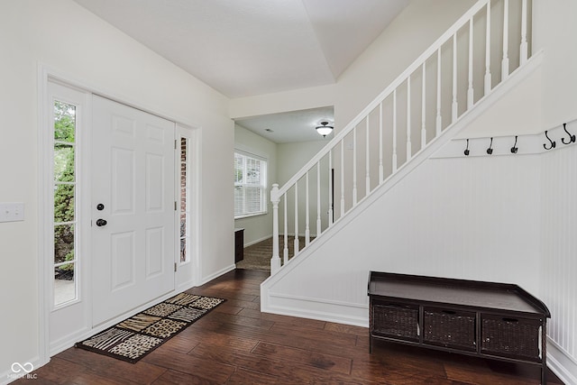 12291 Cobblestone Dr, Fishers, IN 46037 - foyer entrance with stairs and wood-type flooring