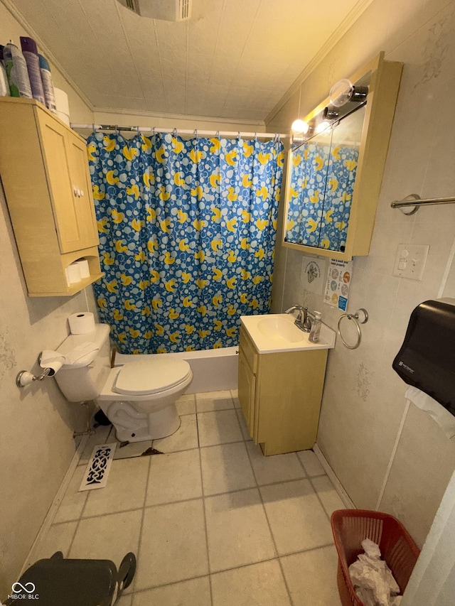 3209 Forest Ter, Anderson, IN 46013 - full bathroom with crown molding, vanity, and tile patterned floors
