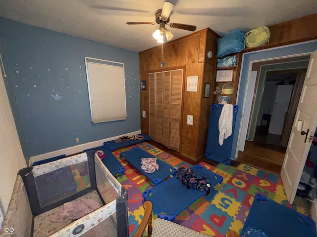 3209 Forest Ter, Anderson, IN 46013 - bedroom featuring a closet and a ceiling fan
