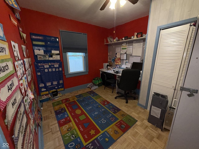3209 Forest Ter, Anderson, IN 46013 - office area with a ceiling fan