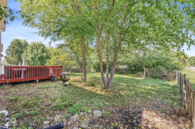 12034 Gatwick View Dr, Fishers, IN 46037 - fenced backyard with a wooden deck