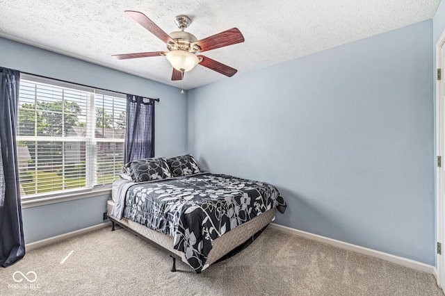 12034 Gatwick View Dr, Fishers, IN 46037 - carpeted bedroom with a textured ceiling and a ceiling fan