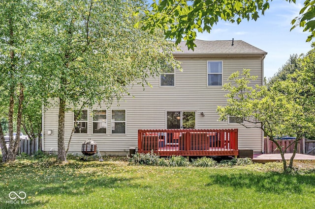 12034 Gatwick View Dr, Fishers, IN 46037 - rear view of house with a wooden deck