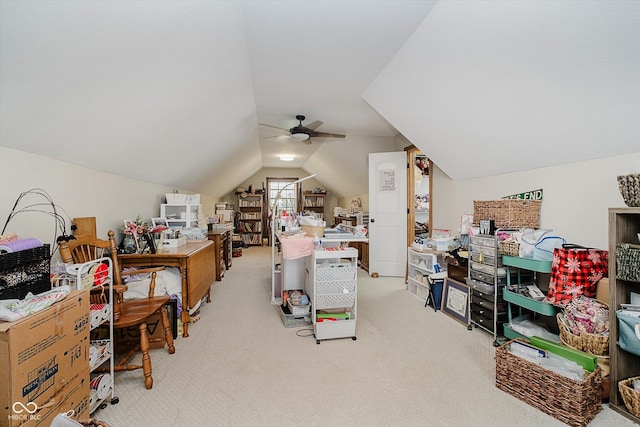 7178 Lockford Walk N, Avon, IN 46123 - carpeted office space featuring a ceiling fan and vaulted ceiling