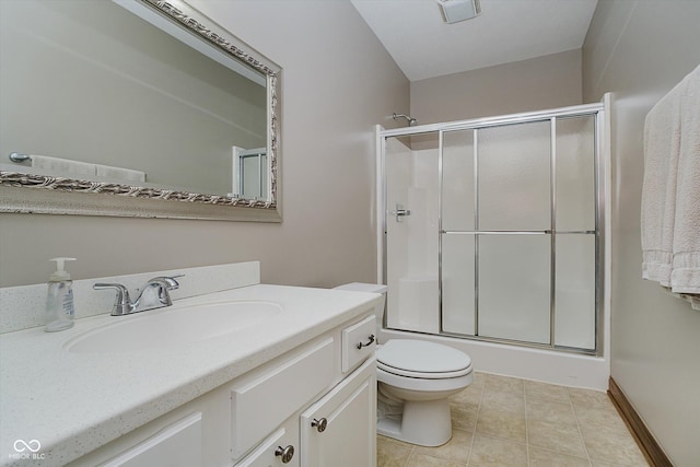 7178 Lockford Walk N, Avon, IN 46123 - bathroom with an enclosed shower, vanity, and tile patterned floors