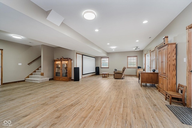 7178 Lockford Walk N, Avon, IN 46123 - living area featuring light wood finished floors, stairs, and recessed lighting