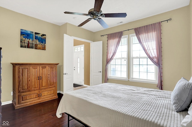 4219 Trilithon Ct, West Lafayette, IN 47906 - bedroom with dark wood finished floors and ceiling fan