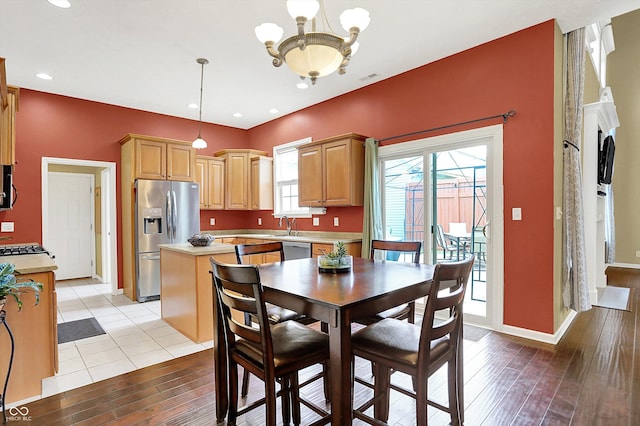 4219 Trilithon Ct, West Lafayette, IN 47906 - dining room with a chandelier, light wood-style flooring, and recessed lighting