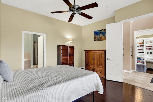 4219 Trilithon Ct, West Lafayette, IN 47906 - bedroom featuring wood finished floors, ceiling fan, and ensuite bathroom