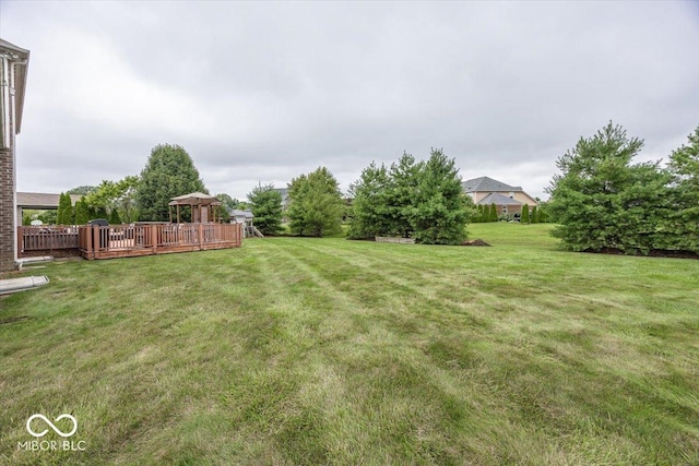 15540 Provincial Ln, Fishers, IN 46040 - view of grassy yard with a gazebo and a wooden deck