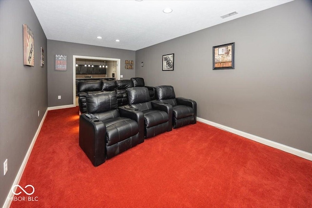 15540 Provincial Ln, Fishers, IN 46040 - carpeted home theater featuring baseboards and recessed lighting