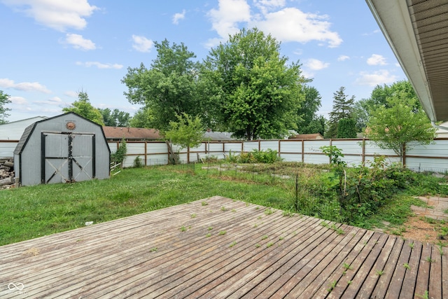 1108 Warwick Dr, New Whiteland, IN 46184 - deck featuring a shed and a fenced backyard