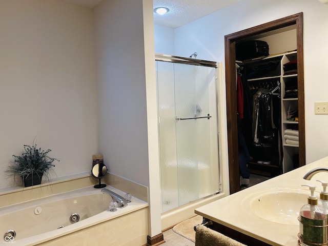 8413 Catamaran Dr, Indianapolis, IN 46236 - bathroom with a stall shower, a whirlpool tub, a walk in closet, and vanity
