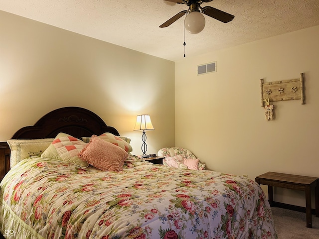 8413 Catamaran Dr, Indianapolis, IN 46236 - bedroom with carpet flooring, a textured ceiling, and ceiling fan
