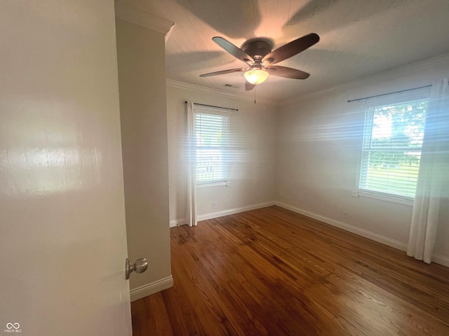 945 E Worthsville Rd, Greenwood, IN 46143 - unfurnished room with a ceiling fan, crown molding, and wood finished floors