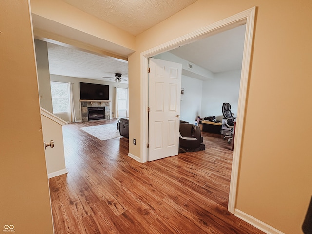 1381 Harrison Dr, Greenwood, IN 46143 - hall featuring wood finished floors and a textured ceiling
