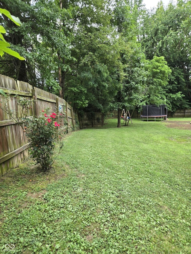 310 Tiffany Ln, North Vernon, IN 47265 - fenced backyard featuring a trampoline