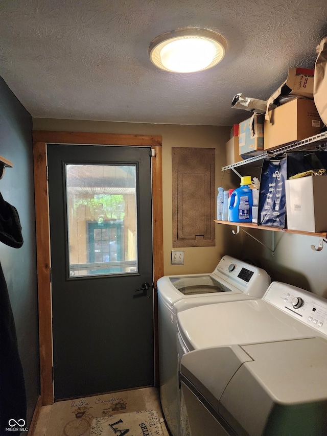 6774 S Becks Grove Rd, Freetown, IN 47235 - laundry area featuring washer and dryer and a textured ceiling