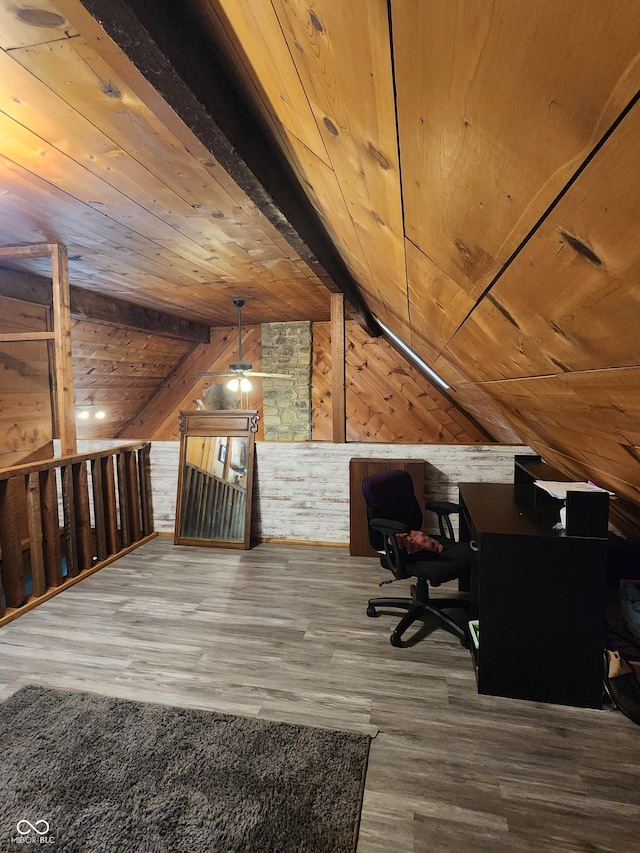 6774 S Becks Grove Rd, Freetown, IN 47235 - office featuring wooden ceiling, wooden walls, and wood finished floors