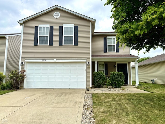 6309 Monteo Dr, Indianapolis, IN 46217 - traditional-style house with driveway, an attached garage, and a front yard