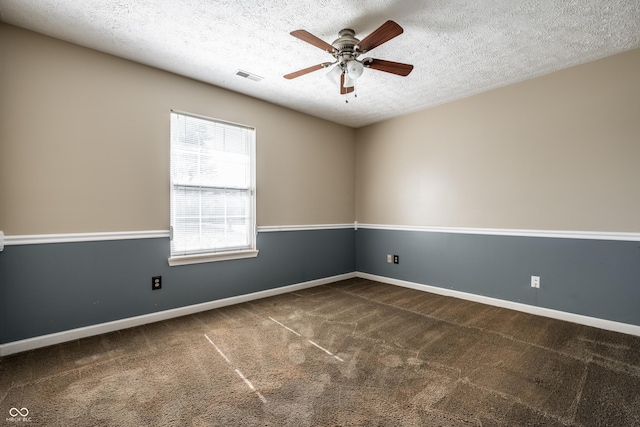 12956 Shandon Ln, Fishers, IN 46038 - carpeted spare room with a ceiling fan and a textured ceiling