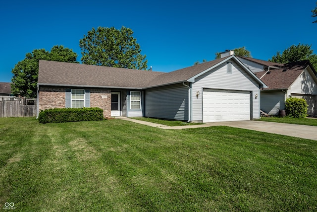 12956 Shandon Ln, Fishers, IN 46038 - ranch-style home featuring an attached garage, driveway, roof with shingles, and a chimney