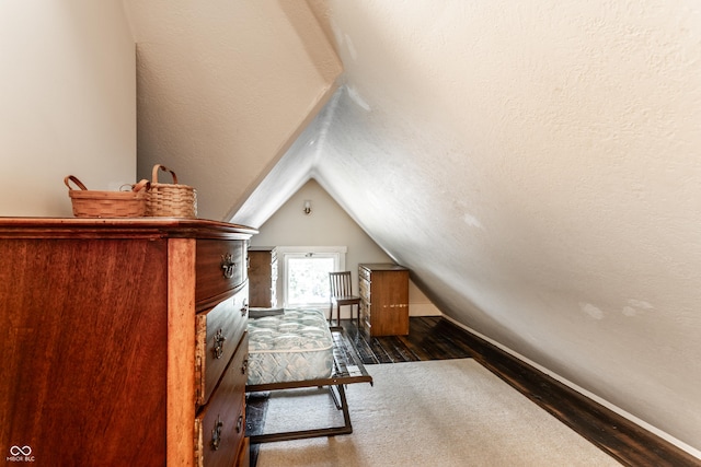 429 W Washington St, Shelbyville, IN 46176 - bedroom with dark wood-style floors and vaulted ceiling