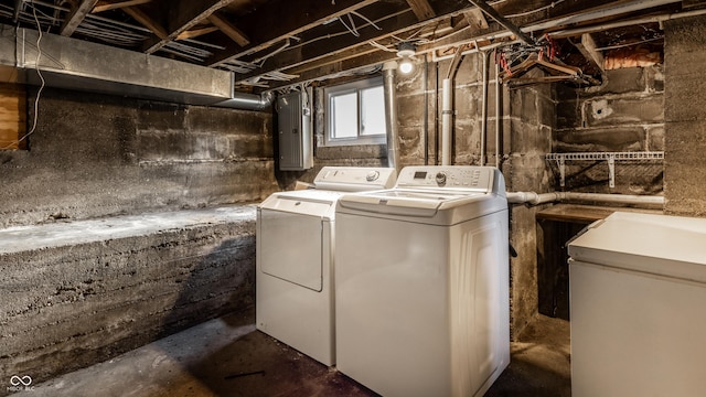 429 W Washington St, Shelbyville, IN 46176 - laundry room with washer and dryer and electric panel