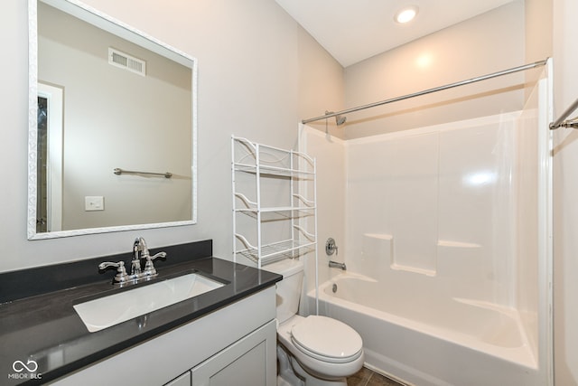 2234 S Bingham Pl, New Palestine, IN 46163 - full bathroom with tub / shower combination, vanity, and recessed lighting