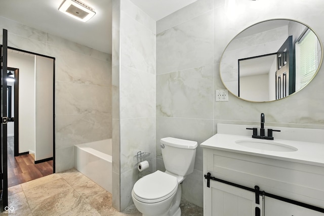 8041 Barry Rd, Indianapolis, IN 46219 - bathroom featuring tile walls and vanity