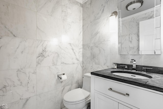 35 E 58th St, Indianapolis, IN 46220 - bathroom featuring tile walls and vanity