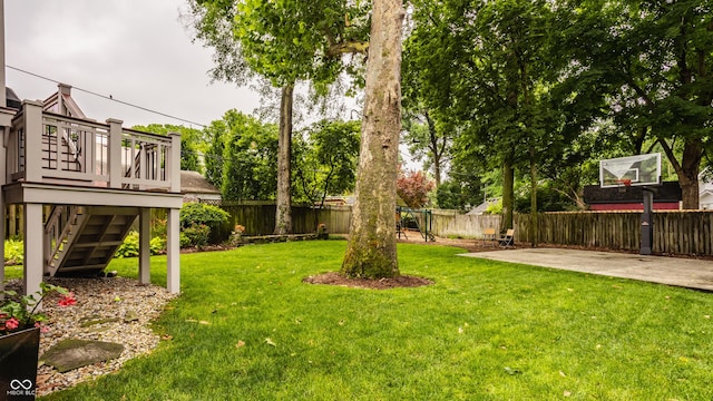 35 E 58th St, Indianapolis, IN 46220 - fenced backyard with stairway and a deck