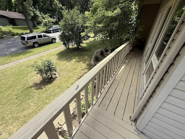 910 Ranch Rd, Connersville, IN 47331 - wooden deck featuring a yard