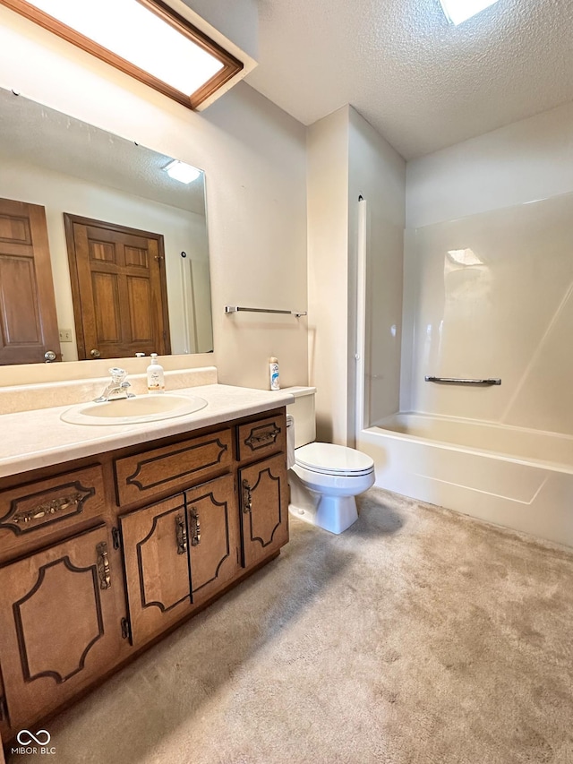 5720 Bayside Dr, Fort Wayne, IN 46815 - bathroom with vanity, carpet, a textured ceiling, and tub / shower combination