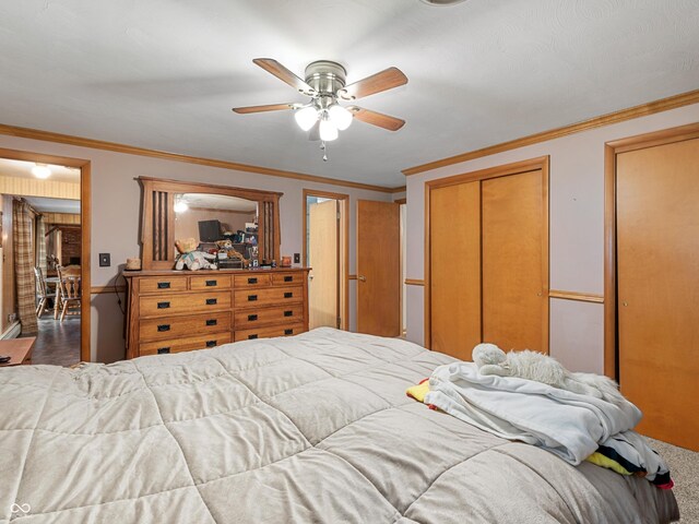 2601 N Everett St, Crawfordsville, IN 47933 - bedroom featuring ceiling fan and crown molding