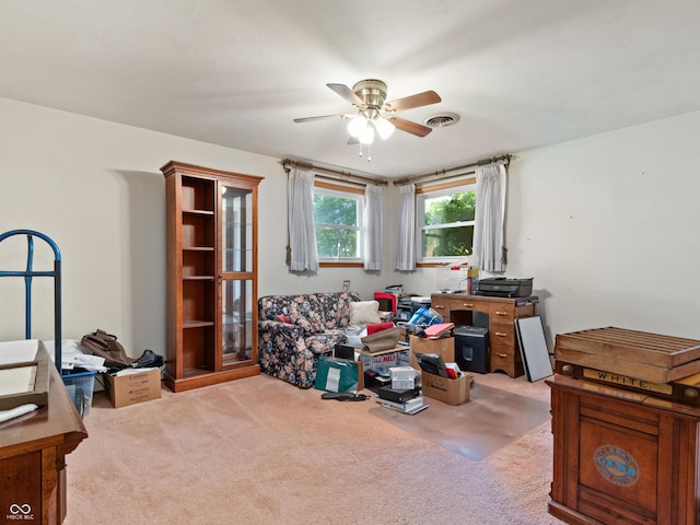 2601 N Everett St, Crawfordsville, IN 47933 - office area featuring ceiling fan and carpet