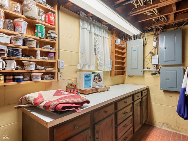 2601 N Everett St, Crawfordsville, IN 47933 - basement featuring electric panel and brick patterned flooring